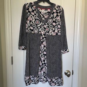 Boden Women Mollie Patchwork Floral Dress UK 8 US 4 Black White Polka dot WW096